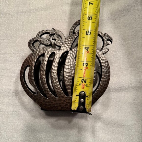 Crate And Barrel Hammered Metal Pumpkin Napkin Holder- Dark Brown Bronze - New - Picture 6 of 7